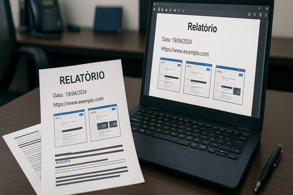 Relatórios claros com evidências (datas, URLs, prints)